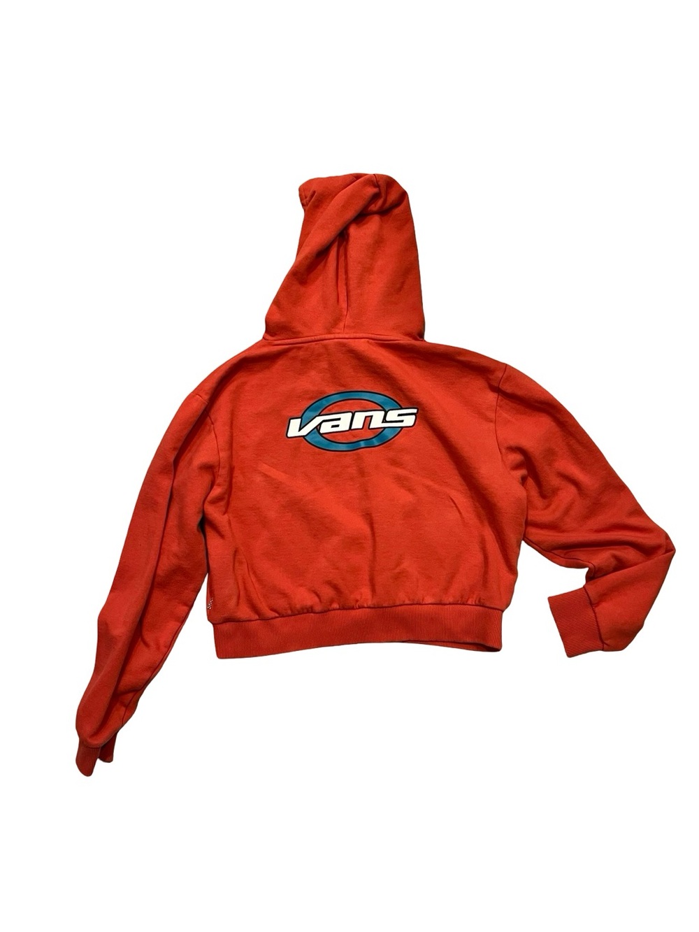 Vans Cropped Hoodie Women’s Large Red Oversized Y2K Skate Streetwear Sweatshirt - Picture 3 of 4